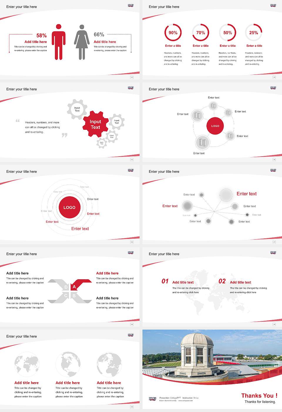 Robert Morris University Course/Courseware Creation PPT Template16:9 ratio PPT effect preview image4