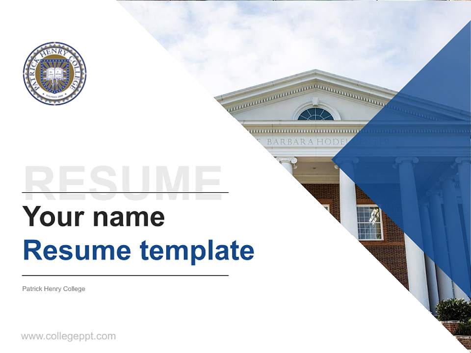 Patrick Henry College Resume PPT Template4:3 ratio PPT effect preview image5