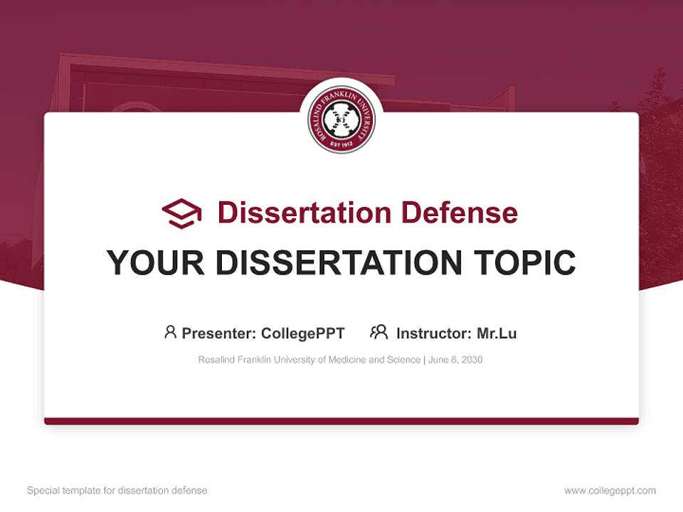 Rosalind Franklin University of Medicine and Science Graduation Thesis Defense PPT Template4:3 ratio PPT effect preview image7