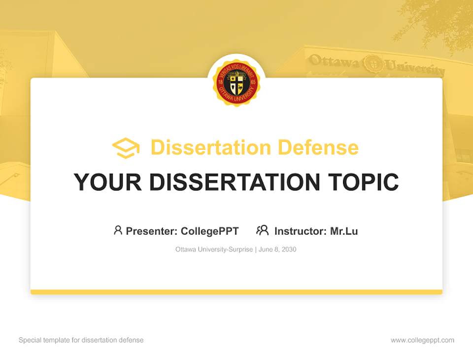 Ottawa University-Surprise Graduation Thesis Defense PPT Template4:3 ratio PPT effect preview image7