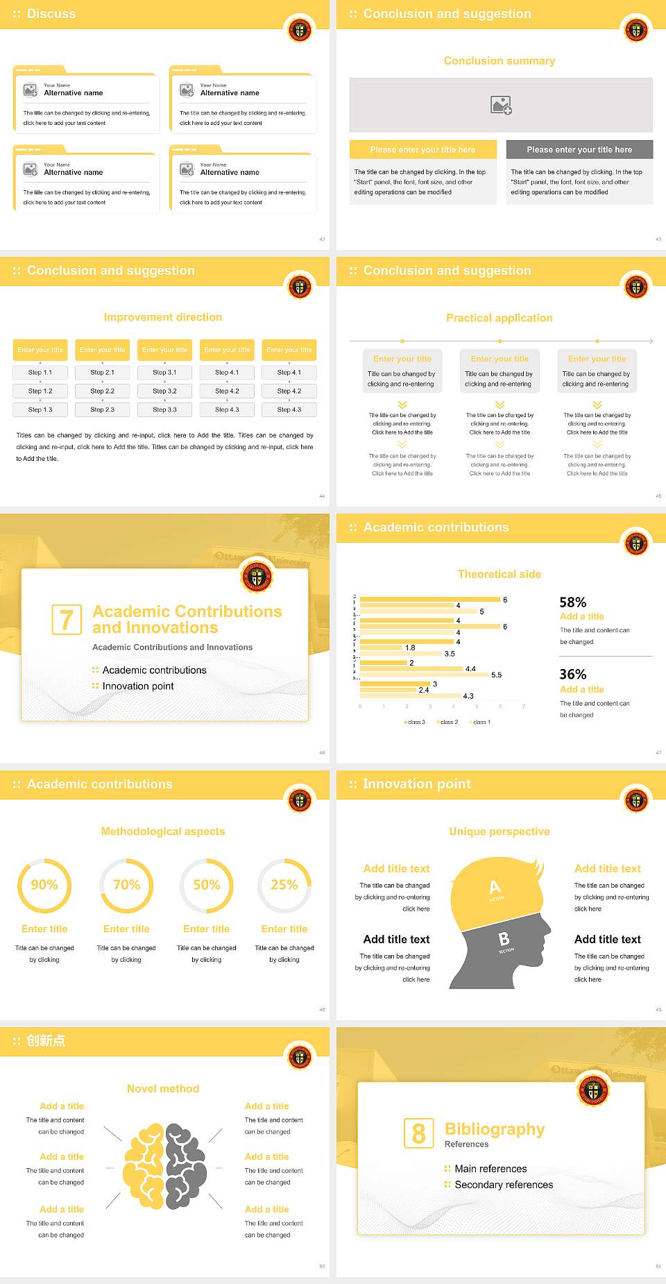 Ottawa University-Surprise Graduation Thesis Defense PPT Template4:3 ratio PPT effect preview image6