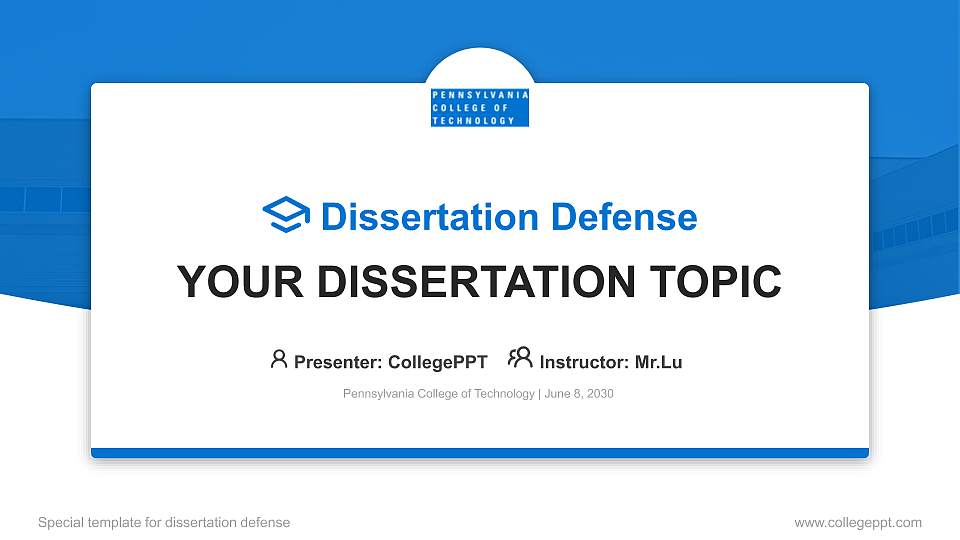 Pennsylvania College of Technology Graduation Thesis Defense PPT Template16:9 ratio PPT effect preview image