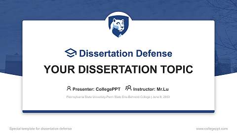 Pennsylvania State University-Penn State Erie-Behrend College Graduation Thesis Defense PPT Template