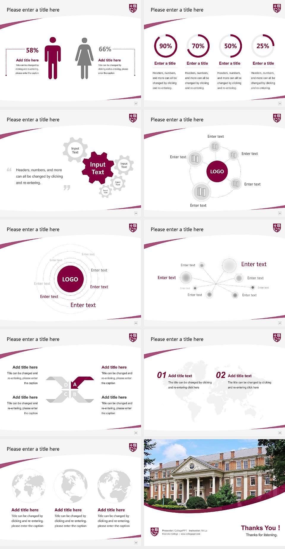 Roanoke College Course/Courseware Creation PPT Template4:3 ratio PPT effect preview image4