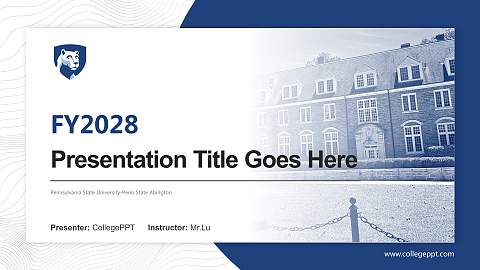 Pennsylvania State University-Penn State Abington Academic Presentation/Research Findings Report PPT Template