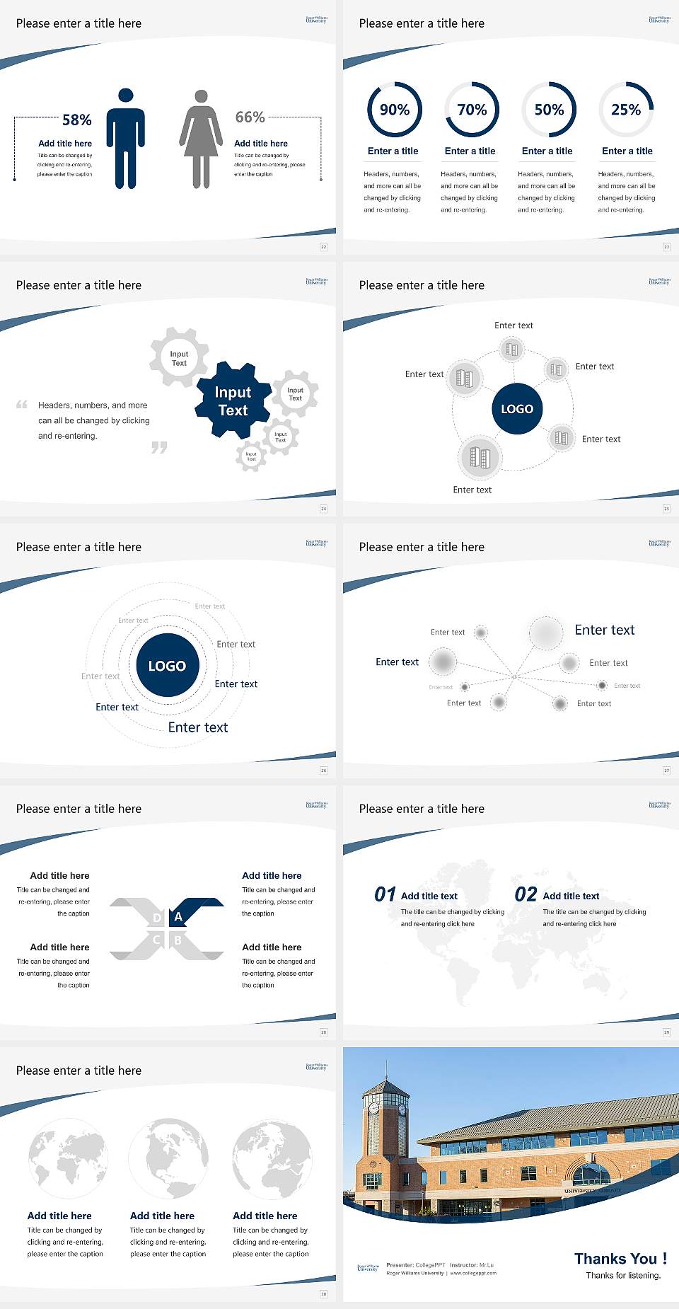 Roger Williams University Course/Courseware Creation PPT Template4:3 ratio PPT effect preview image4