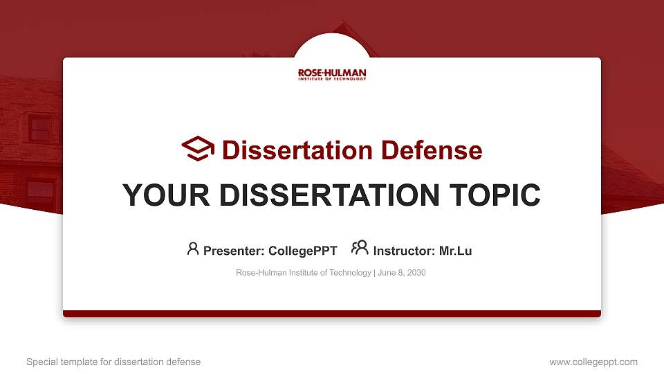 Rose-Hulman Institute of Technology Graduation Thesis Defense PPT Template16:9 ratio PPT effect preview image