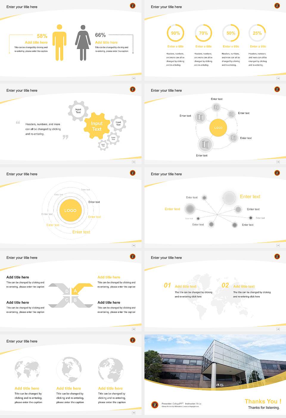 Ottawa University-Milwaukee Course/Courseware Creation PPT Template16:9 ratio PPT effect preview image4