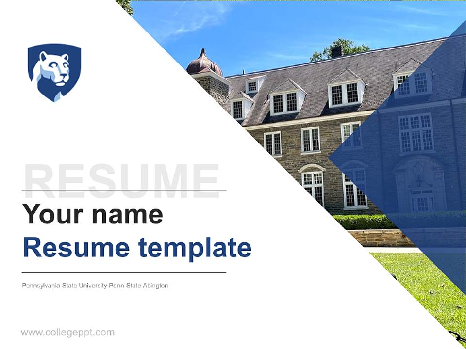 Pennsylvania State University-Penn State Abington Resume PPT Template4:3 ratio PPT effect preview image5
