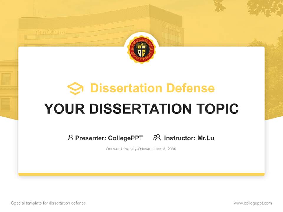 Ottawa University-Ottawa Graduation Thesis Defense PPT Template4:3 ratio PPT effect preview image7