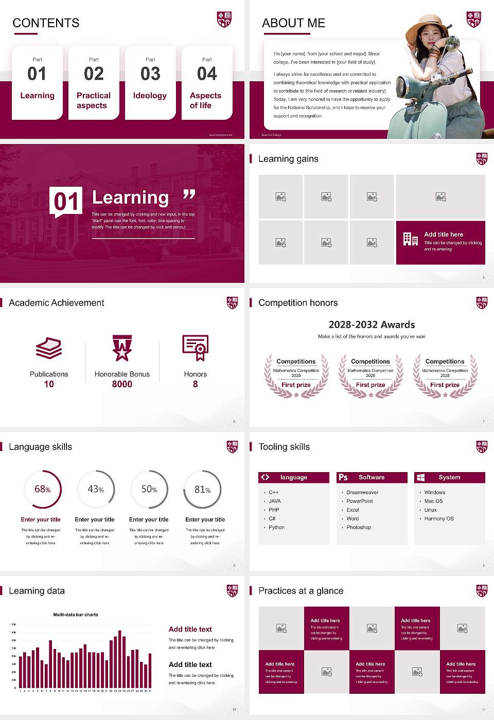 Roanoke College National Scholarship Defense PPT Template16:9 ratio PPT effect preview image2