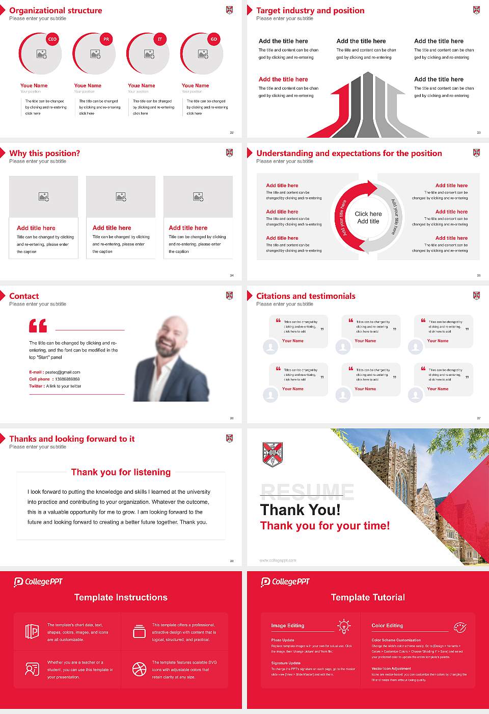 Rhodes College Resume PPT Template16:9 ratio PPT effect preview image4
