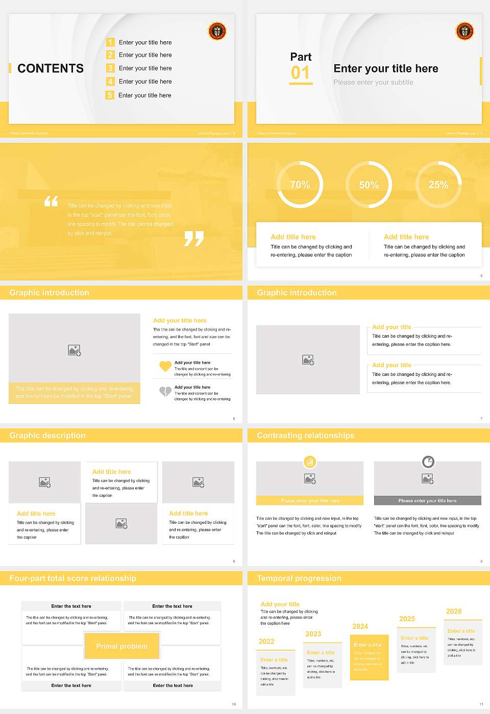 Ottawa University-Surprise Thesis Proposal/Graduation Defense PPT Template16:9 ratio PPT effect preview image2