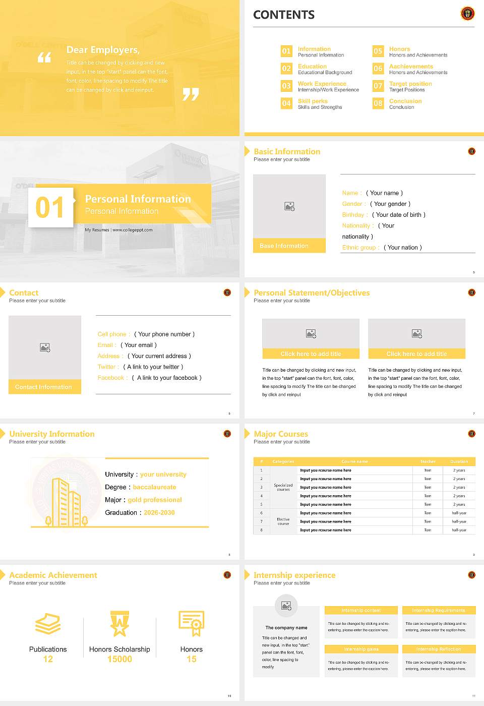 Ottawa University-Online Resume PPT Template16:9 ratio PPT effect preview image2