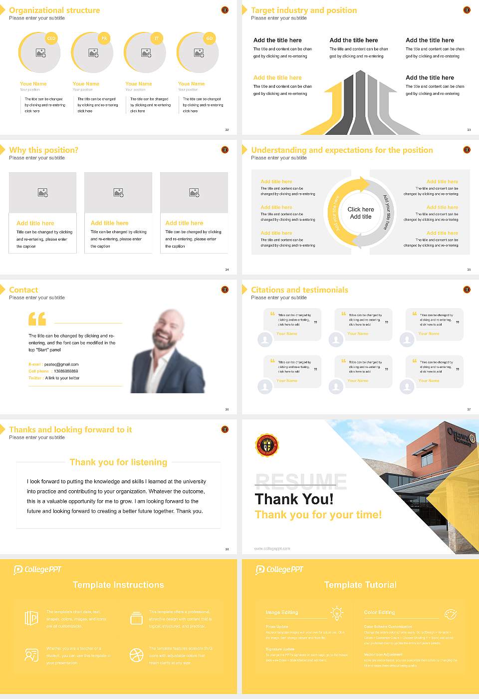 Ottawa University-Online Resume PPT Template16:9 ratio PPT effect preview image4