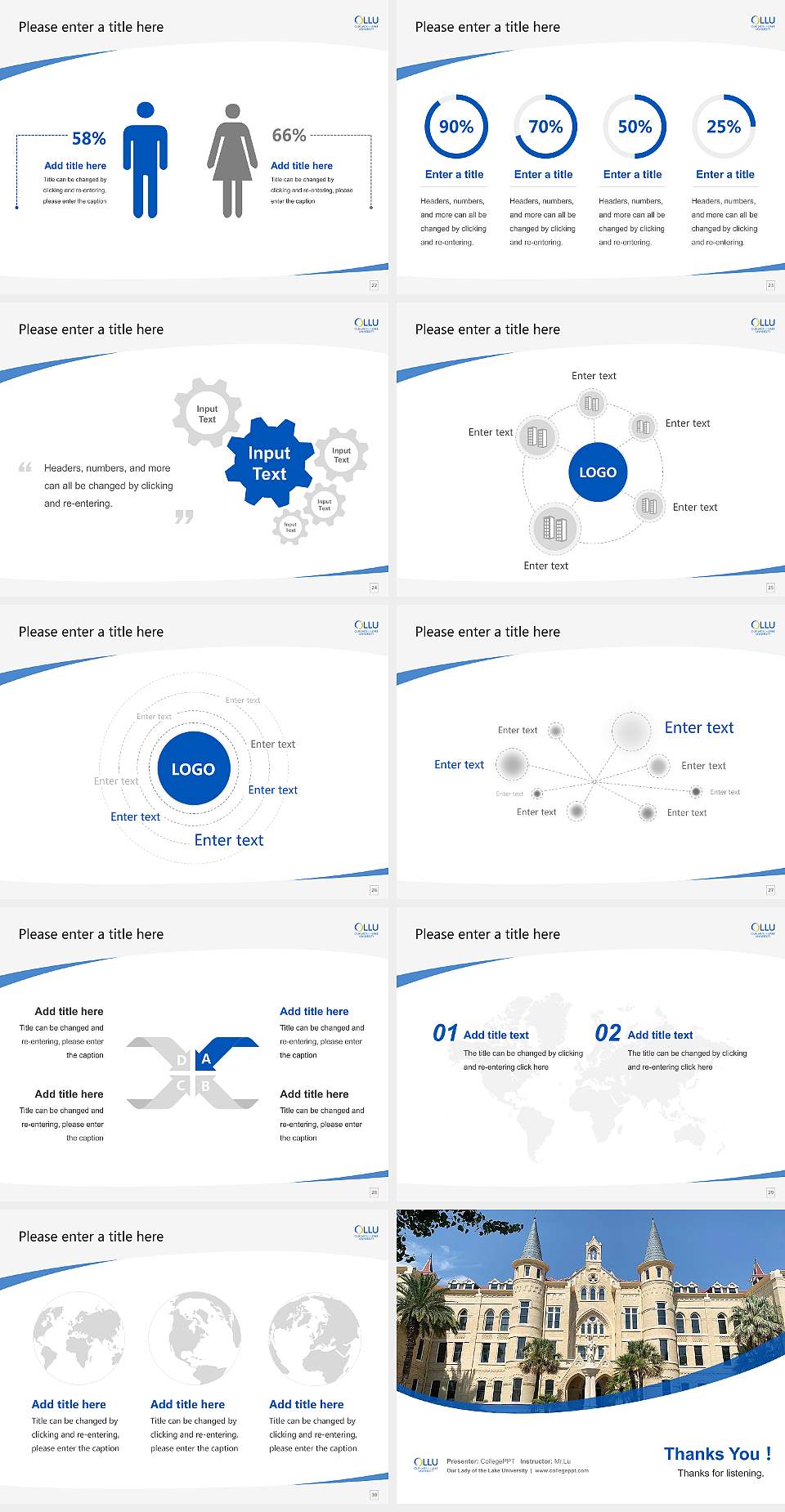 Our Lady of the Lake University Course/Courseware Creation PPT Template4:3 ratio PPT effect preview image4