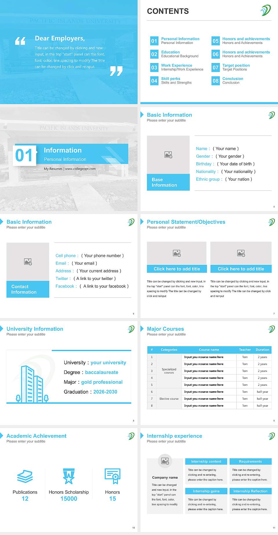 Pacific Islands University Resume PPT Template4:3 ratio PPT effect preview image2