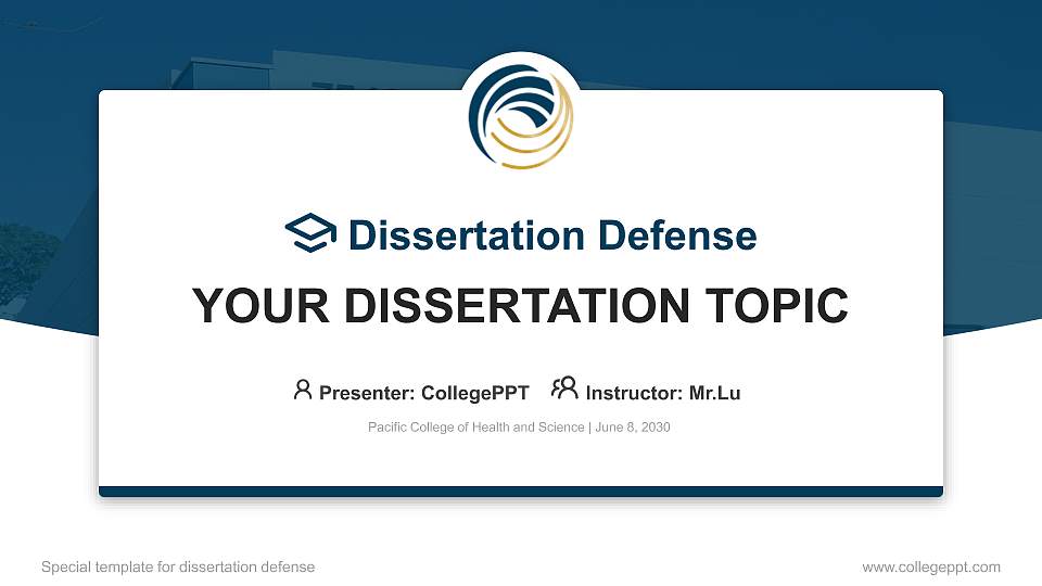 Pacific College of Health and Science Graduation Thesis Defense PPT Template16:9 ratio PPT effect preview image