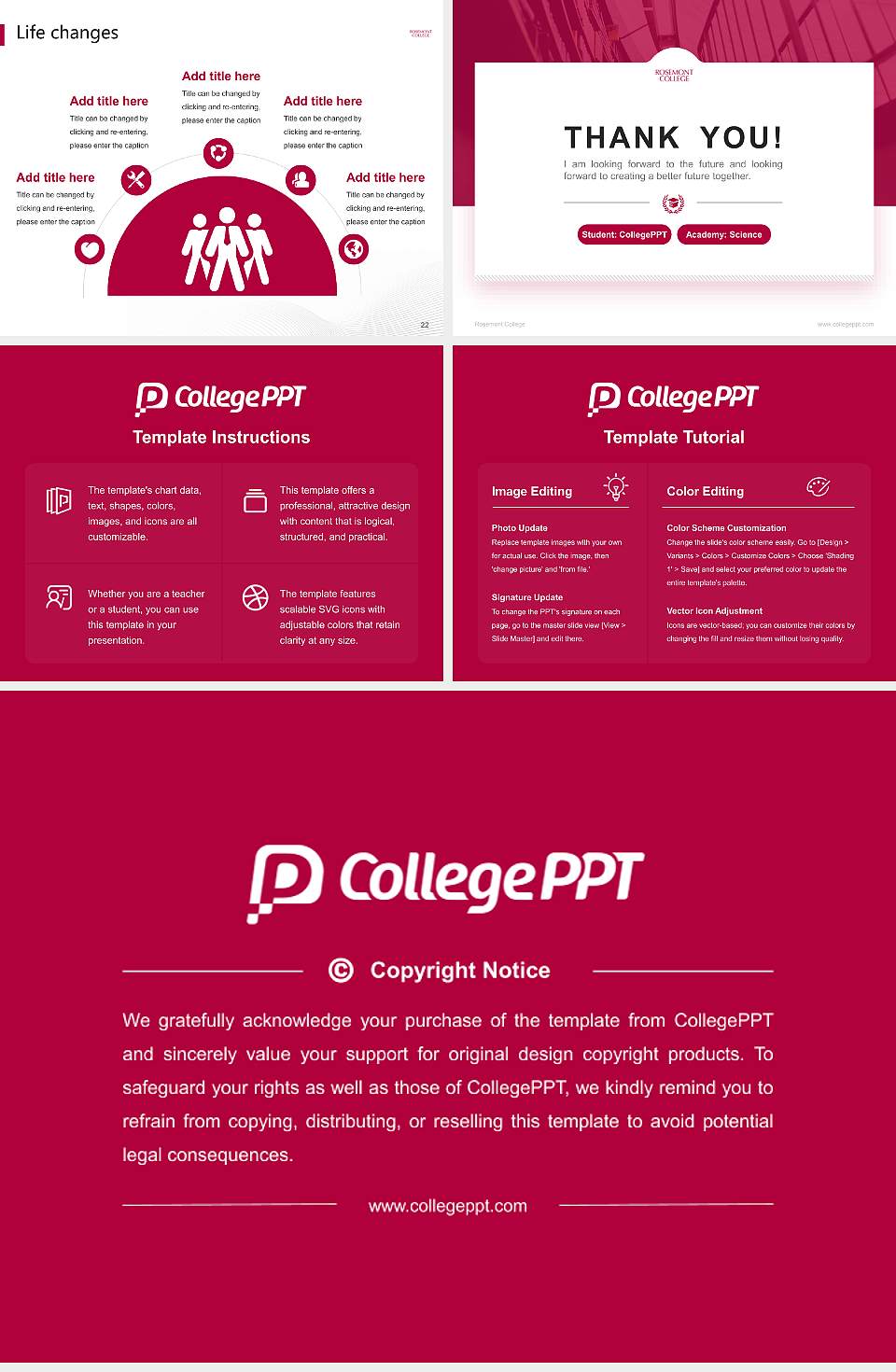 Rosemont College National Scholarship Defense PPT Template4:3 ratio PPT effect preview image4