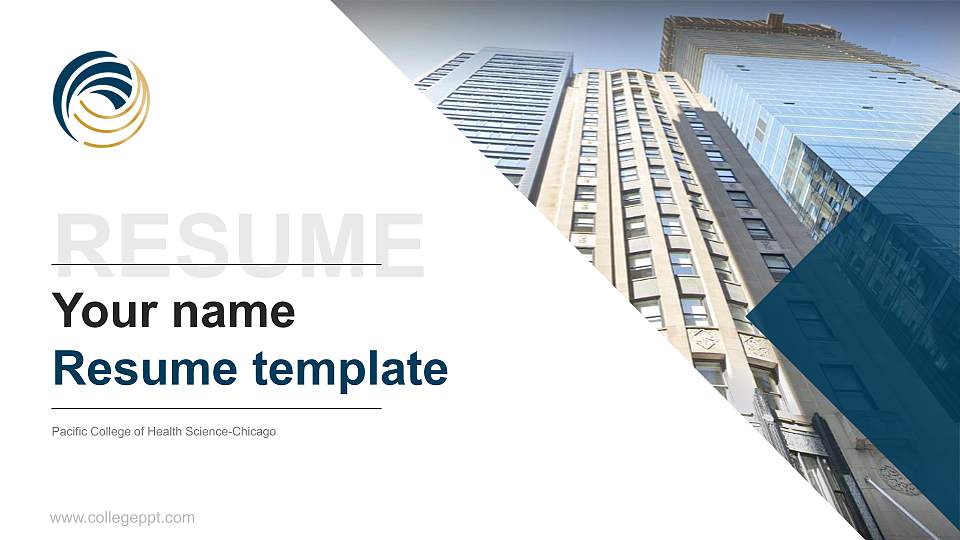 Pacific College of Health Science-Chicago Resume PPT Template16:9 ratio PPT effect preview image