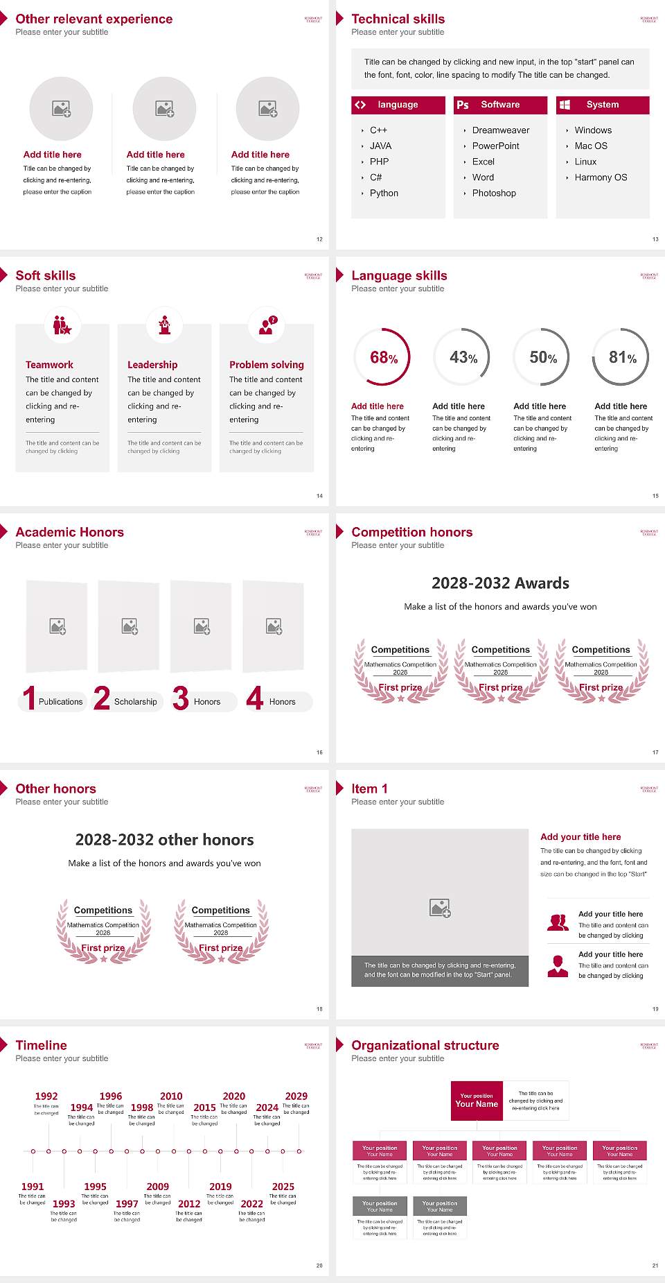 Rosemont College Resume PPT Template4:3 ratio PPT effect preview image3