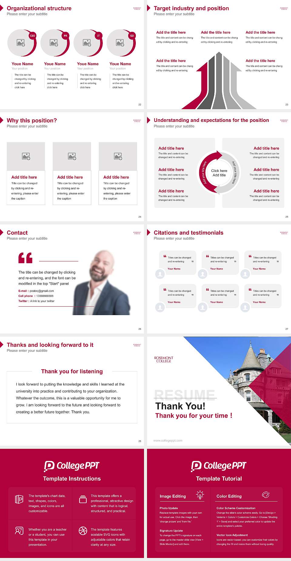 Rosemont College Resume PPT Template4:3 ratio PPT effect preview image4