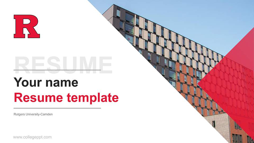Rutgers University-Camden Resume PPT Template16:9 ratio PPT effect preview image