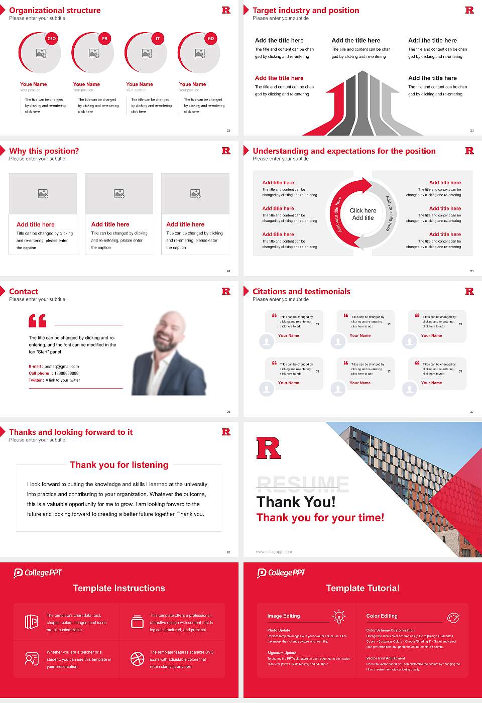 Rutgers University-Camden Resume PPT Template16:9 ratio PPT effect preview image4
