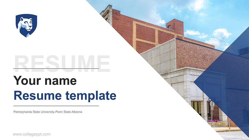 Pennsylvania State University-Penn State Altoona Resume PPT Template16:9 ratio PPT effect preview image