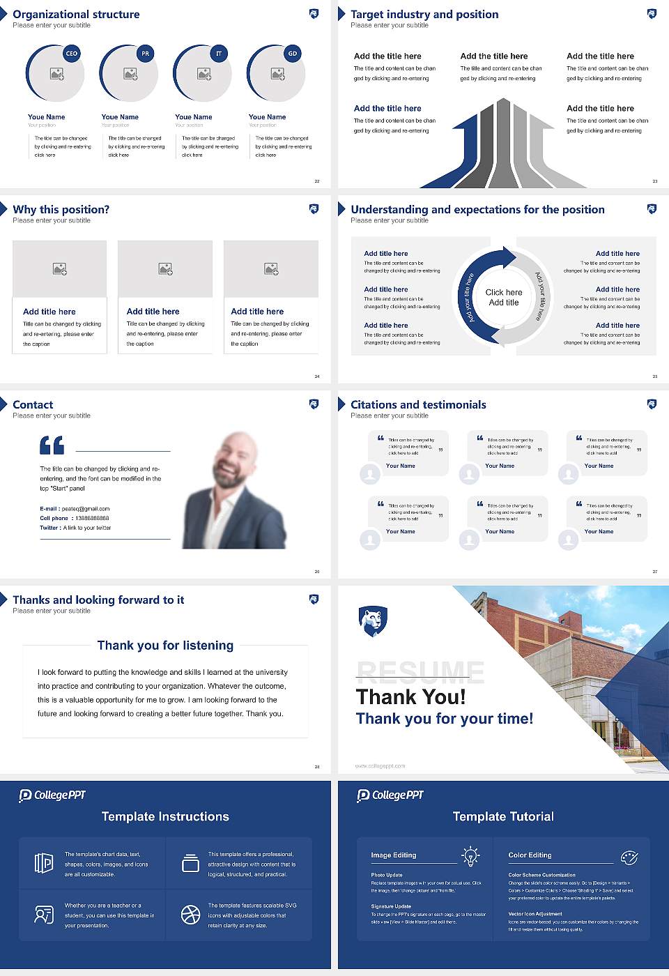 Pennsylvania State University-Penn State Altoona Resume PPT Template16:9 ratio PPT effect preview image4