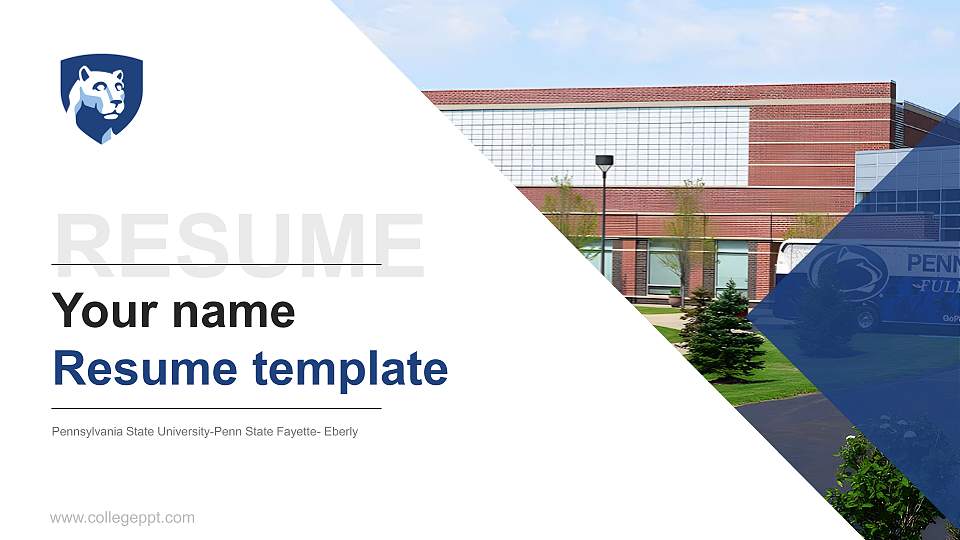 Pennsylvania State University-Penn State Fayette- Eberly Resume PPT Template16:9 ratio PPT effect preview image