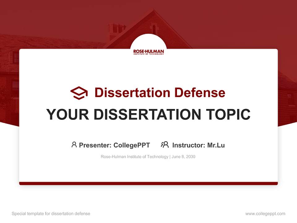 Rose-Hulman Institute of Technology Graduation Thesis Defense PPT Template4:3 ratio PPT effect preview image7