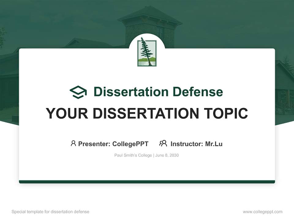 Paul Smith’s College Graduation Thesis Defense PPT Template4:3 ratio PPT effect preview image7