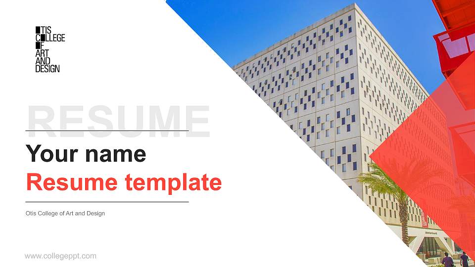 Otis College of Art and Design Resume PPT Template16:9 ratio PPT effect preview image