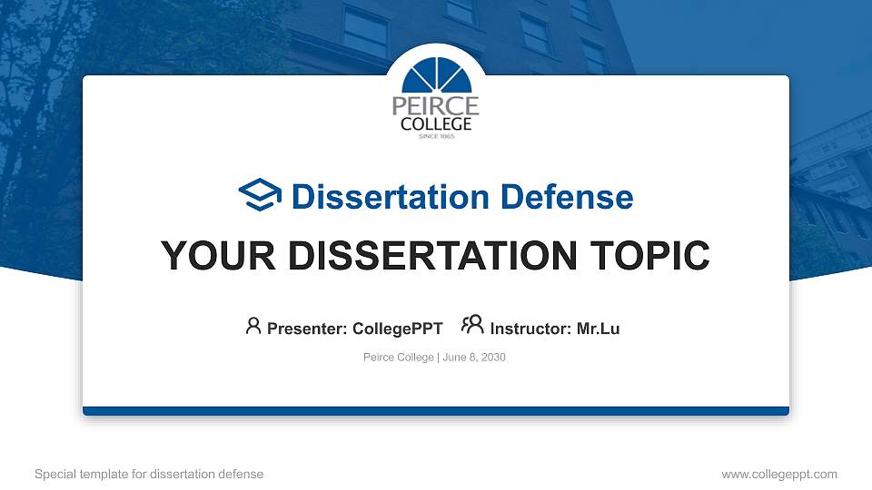 Peirce College Graduation Thesis Defense PPT Template16:9 ratio PPT effect preview image