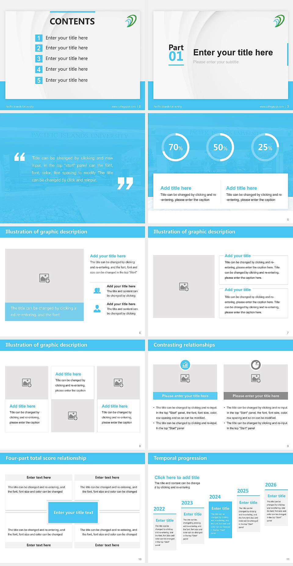 Pacific Islands University Thesis Proposal/Graduation Defense PPT Template4:3 ratio PPT effect preview image2