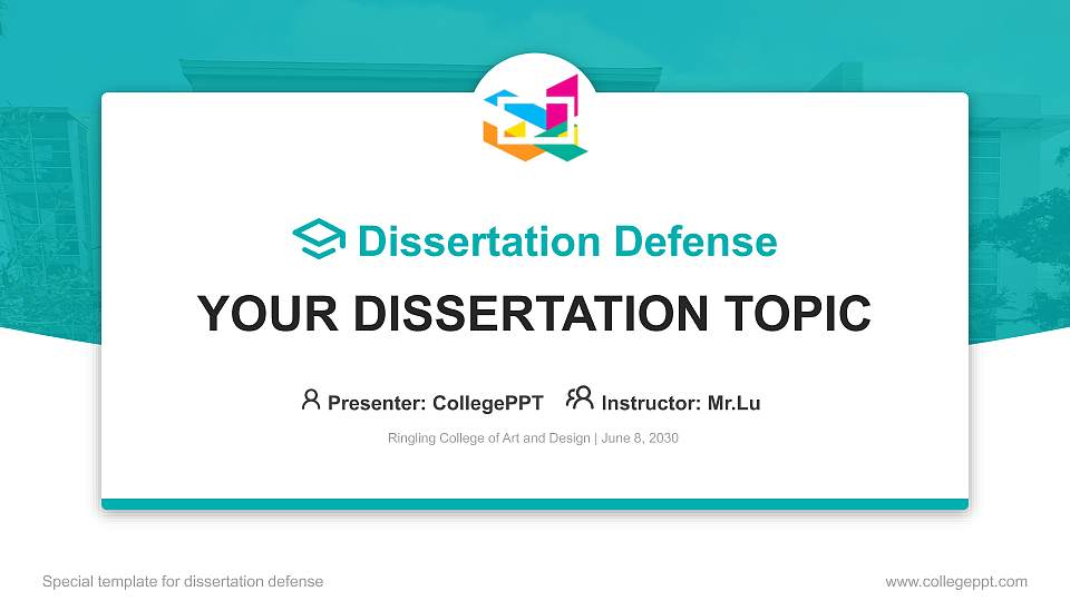 Ringling College of Art and Design Graduation Thesis Defense PPT Template16:9 ratio PPT effect preview image