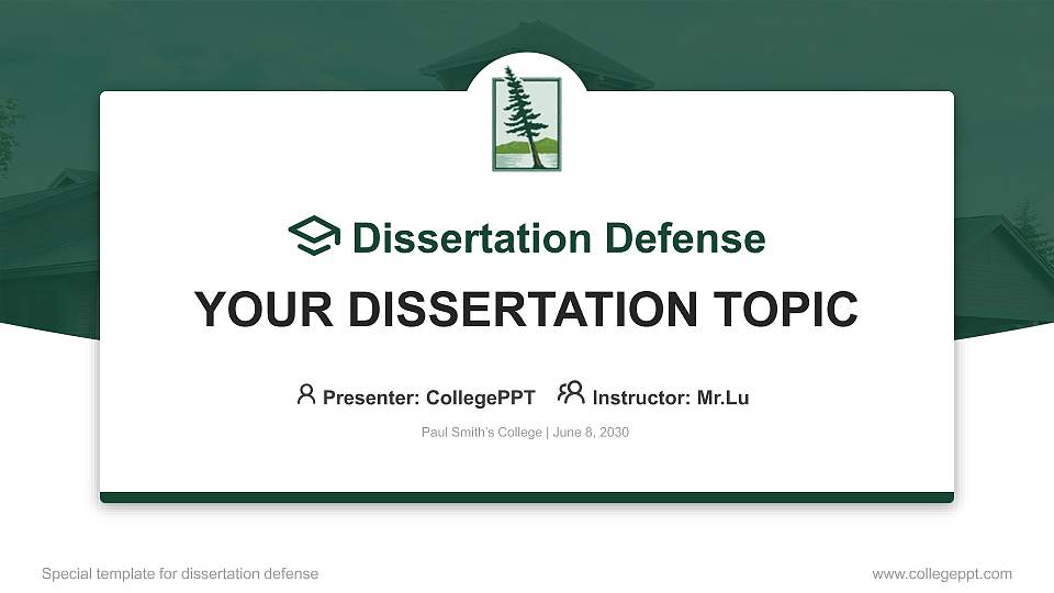 Paul Smith’s College Graduation Thesis Defense PPT Template16:9 ratio PPT effect preview image