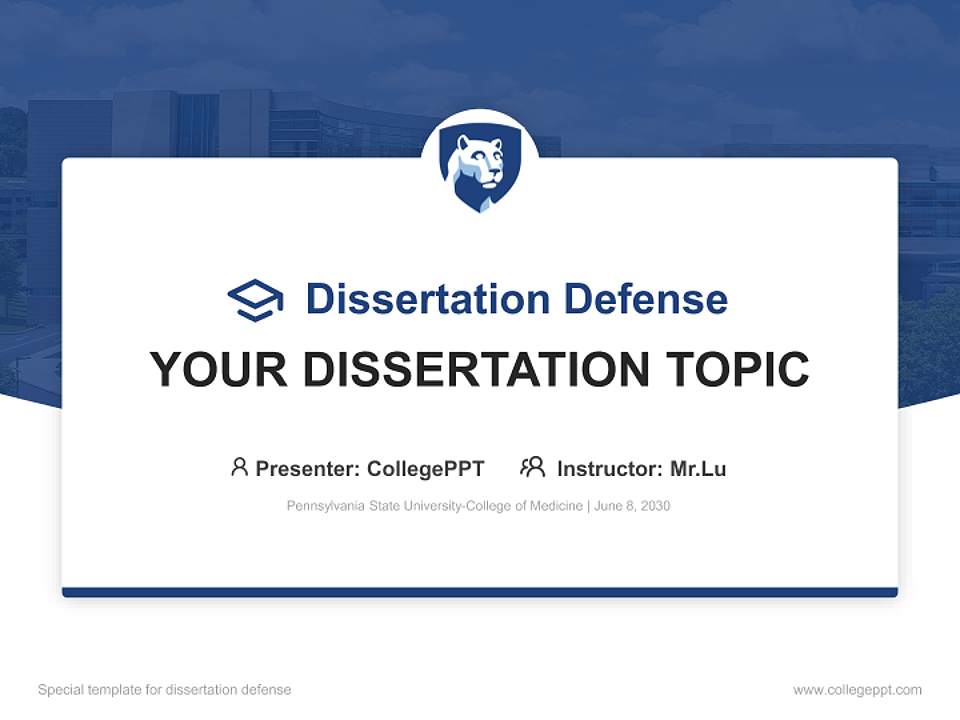 Pennsylvania State University-College of Medicine Graduation Thesis Defense PPT Template4:3 ratio PPT effect preview image7