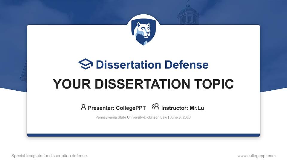 Pennsylvania State University-Dickinson Law Graduation Thesis Defense PPT Template16:9 ratio PPT effect preview image