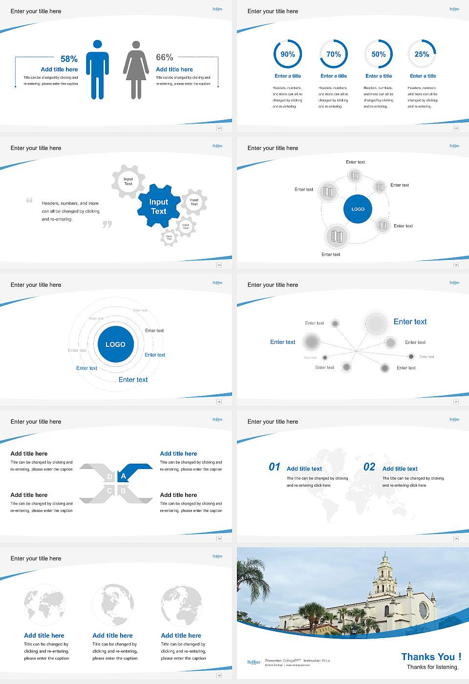 Rollins College Course/Courseware Creation PPT Template16:9 ratio PPT effect preview image4