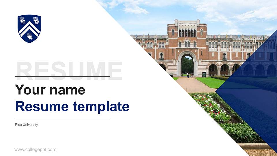 Rice University Resume PPT Template16:9 ratio PPT effect preview image