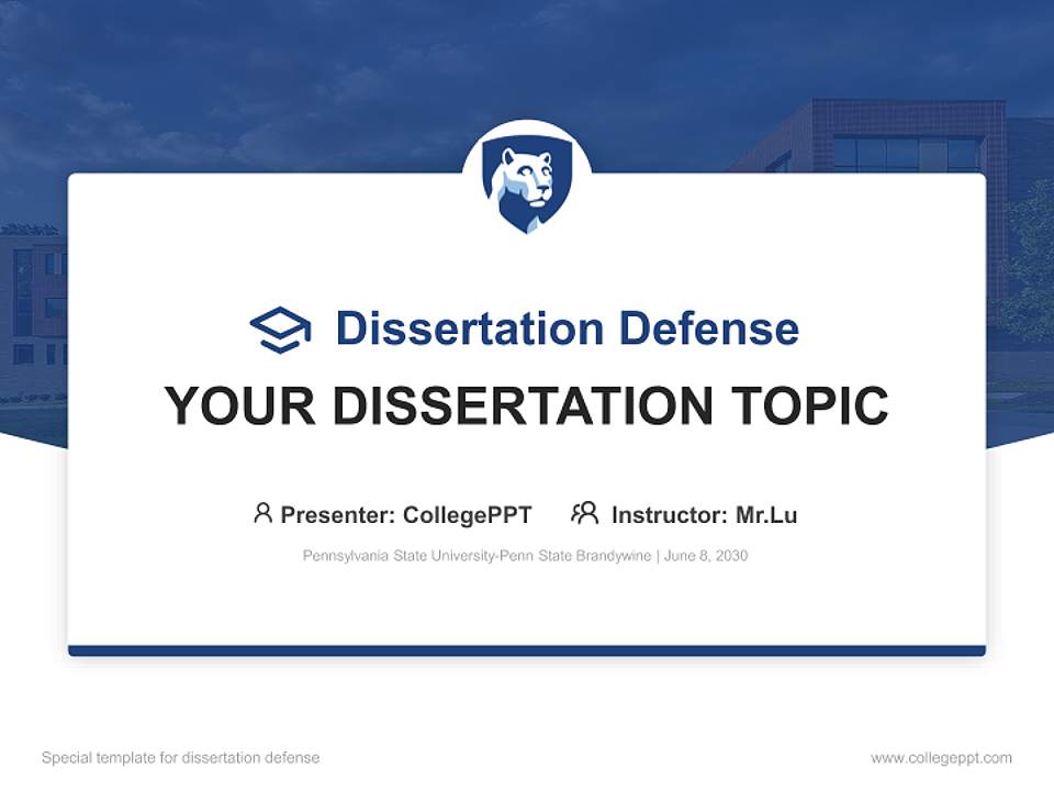 Pennsylvania State University-Penn State Brandywine Graduation Thesis Defense PPT Template4:3 ratio PPT effect preview image7