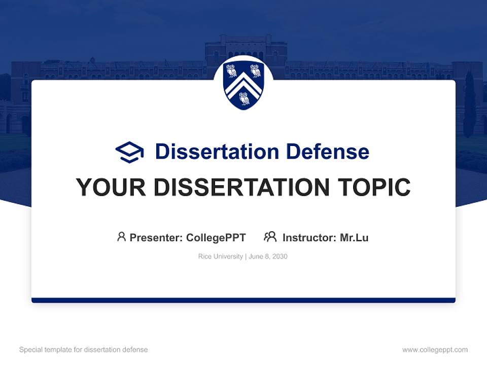 Rice University Graduation Thesis Defense PPT Template4:3 ratio PPT effect preview image7
