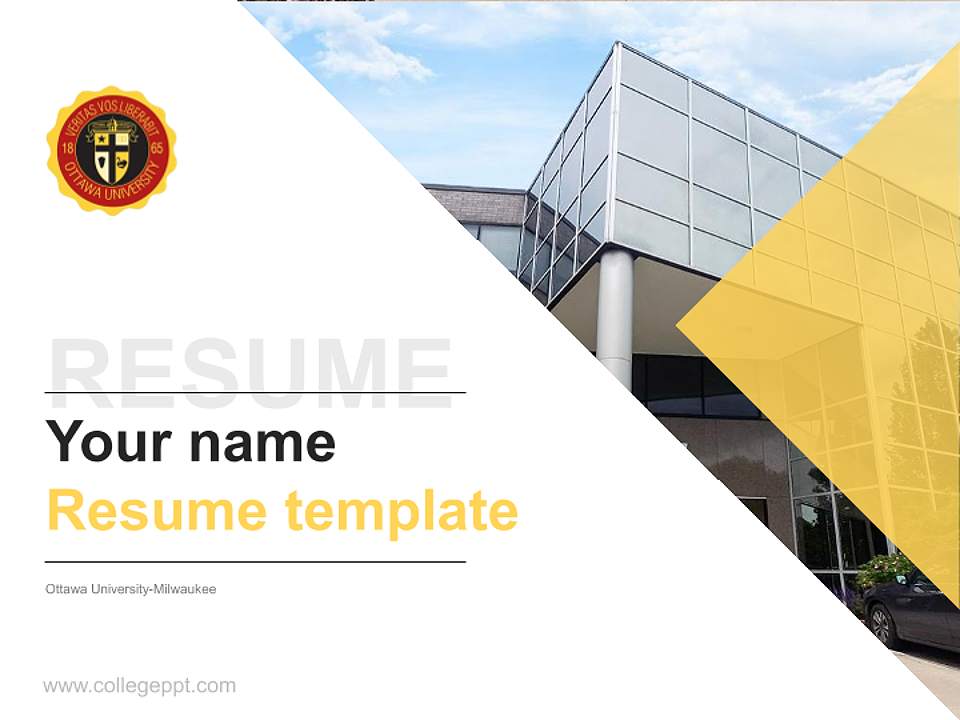 Ottawa University-Milwaukee Resume PPT Template4:3 ratio PPT effect preview image5
