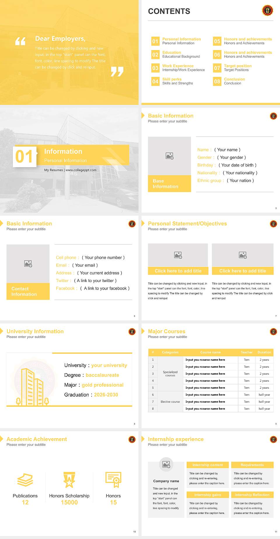 Ottawa University-Milwaukee Resume PPT Template4:3 ratio PPT effect preview image2