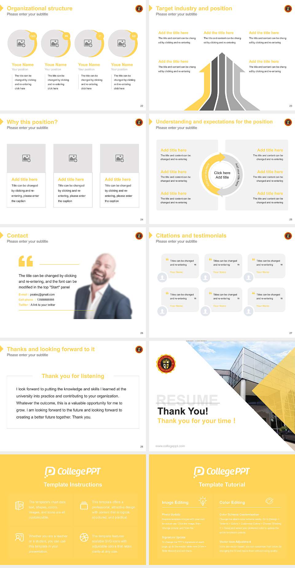 Ottawa University-Milwaukee Resume PPT Template4:3 ratio PPT effect preview image4