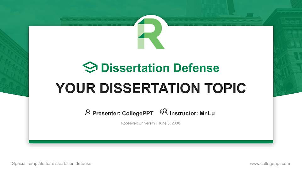 Roosevelt University Graduation Thesis Defense PPT Template16:9 ratio PPT effect preview image