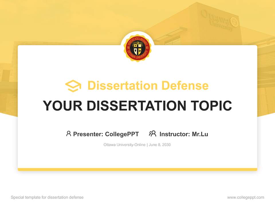 Ottawa University-Online Graduation Thesis Defense PPT Template4:3 ratio PPT effect preview image7