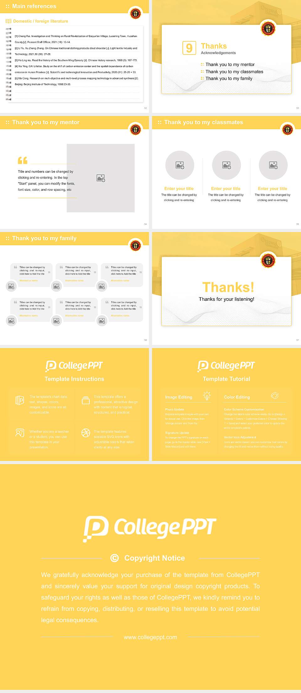 Ottawa University-Online Graduation Thesis Defense PPT Template4:3 ratio PPT effect preview image7